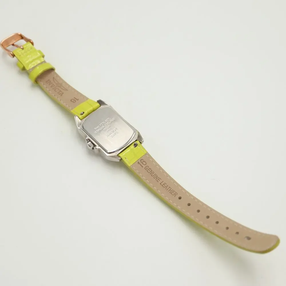Anne Klein Silver Tone 28mm Rectangle Dome Women Watch Green Leather New Battery